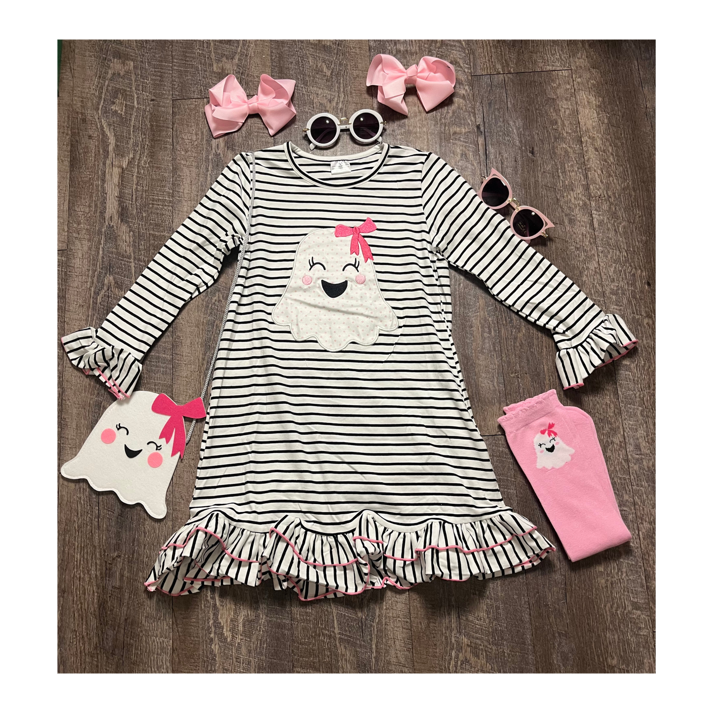 "Kute Ghost" 3-Piece Pink Dress Set