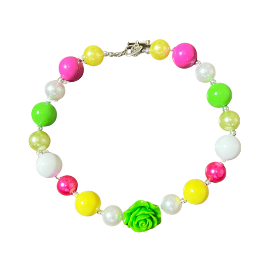 Neon Green Rose Necklace