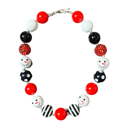 Snowman Red & Black Necklace