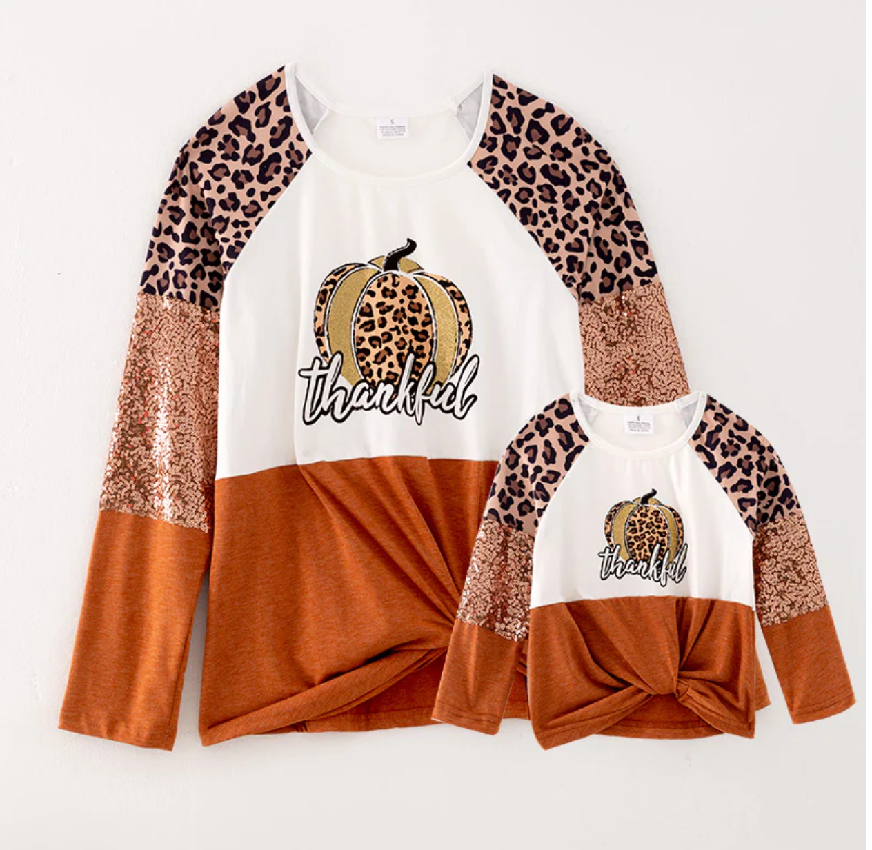 Mommy & Me - Thankful Sequin Pumpkin Adult Top