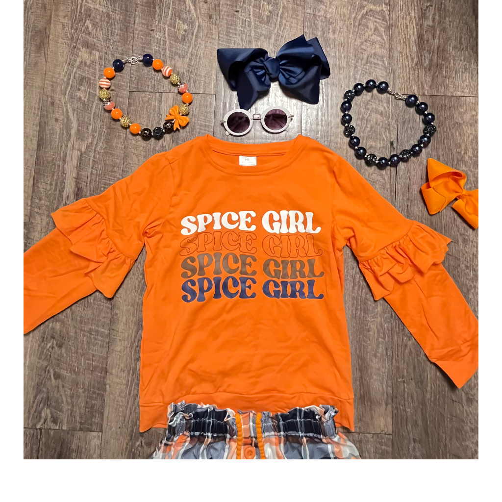 Spice Girl Orange Plaid Skirt Set